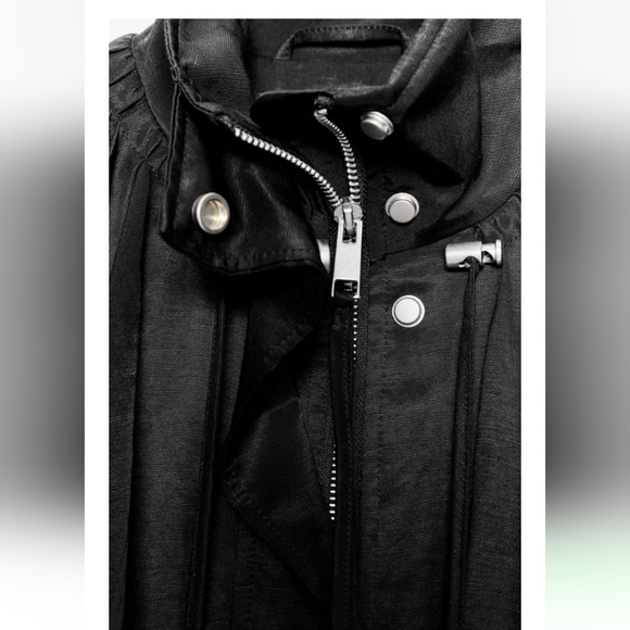 Zara Zw Collection Oversized Fluid High Neck Black Bomber Jacket Sz-S - Picture 4 of 9